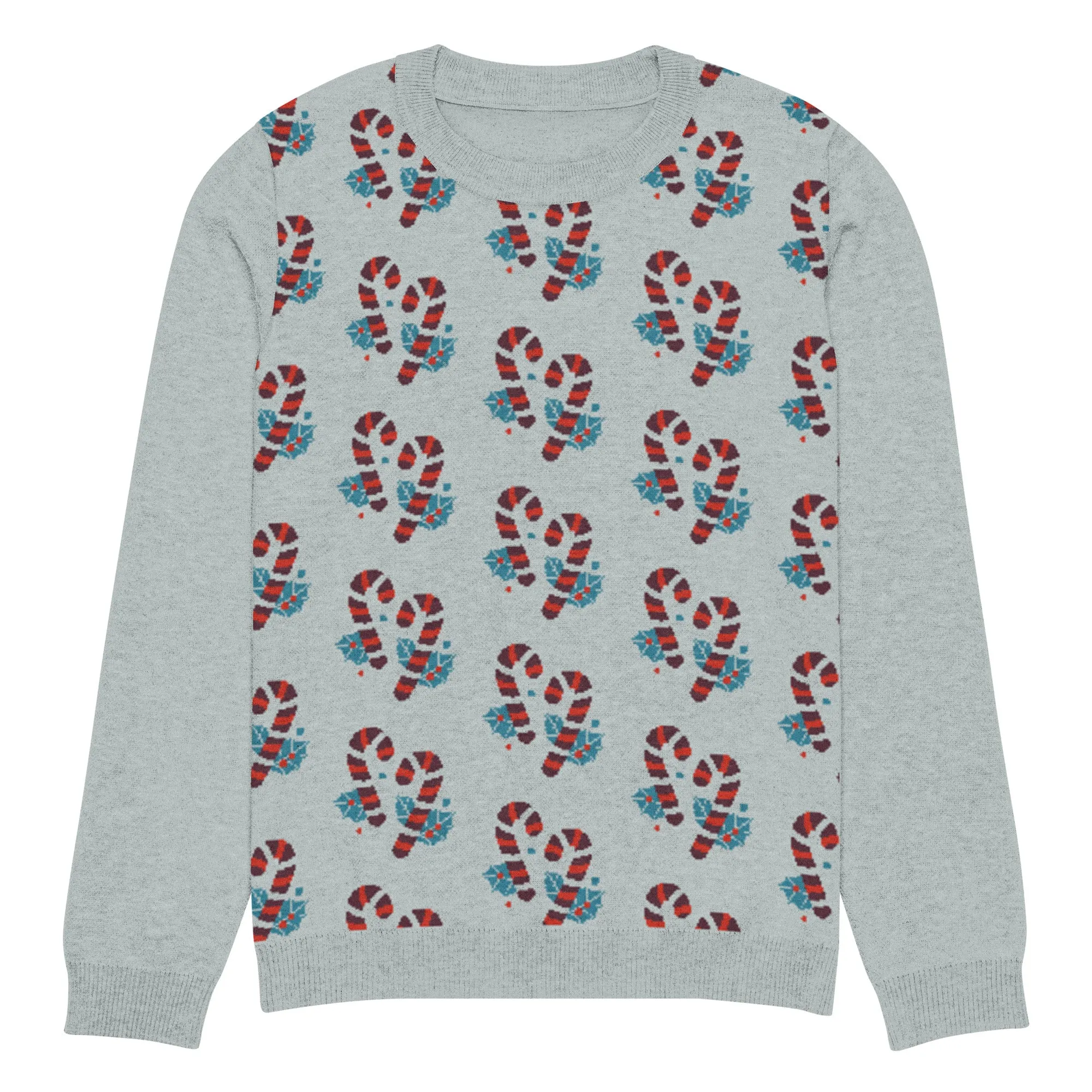 Knitted Crew Neck Sweater -- Candy Cane (Glamourange Christmas Knitted Crew Neck Sweater - Front Pattern)
