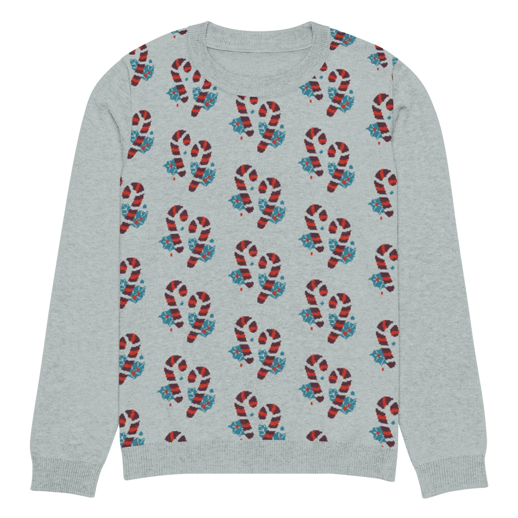Knitted Crew Neck Sweater -- Candy Cane (Glamourange Christmas Knitted Crew Neck Sweater - Front Pattern)