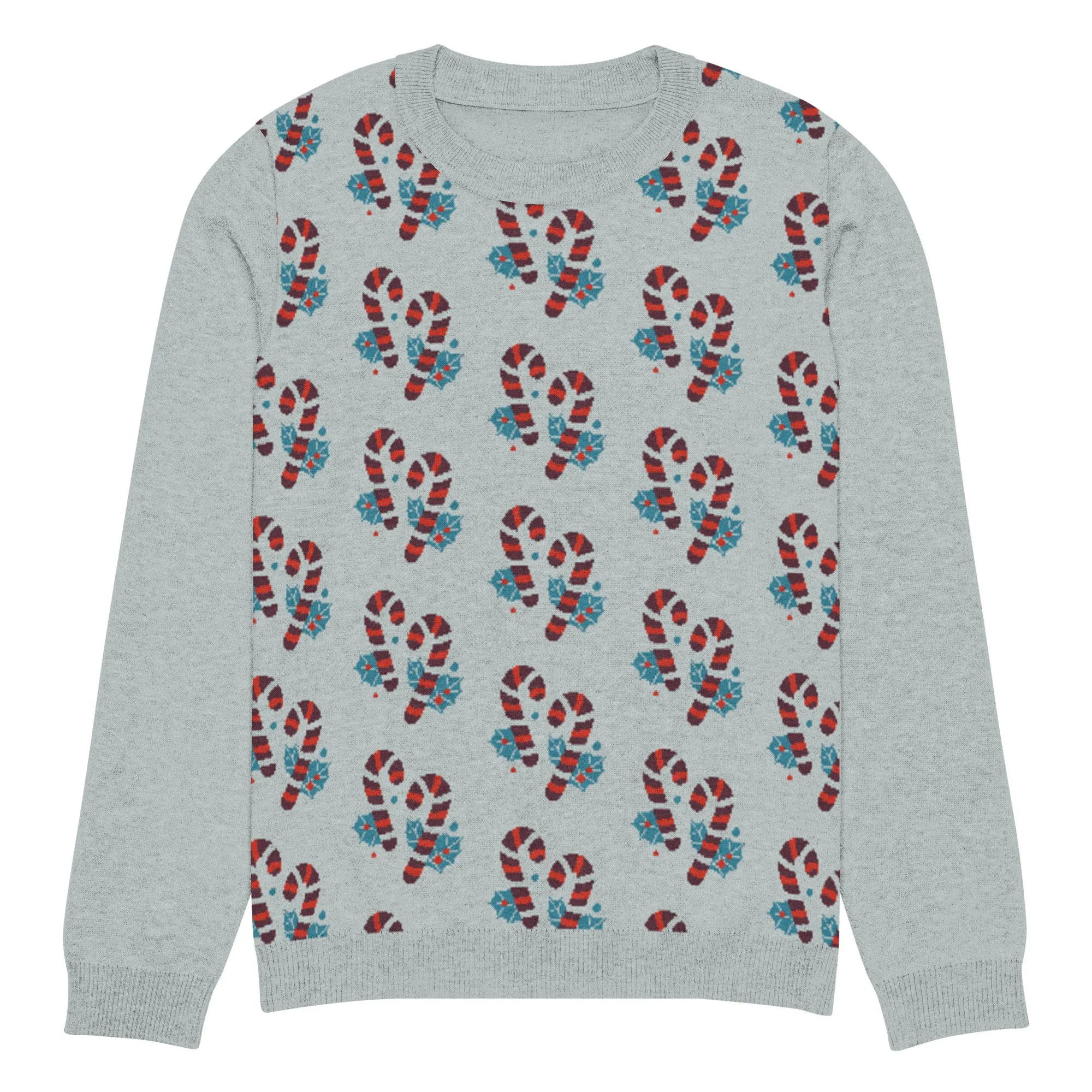 Knitted Crew Neck Sweater -- Candy Cane (Glamourange Christmas Knitted Crew Neck Sweater - Front Pattern)