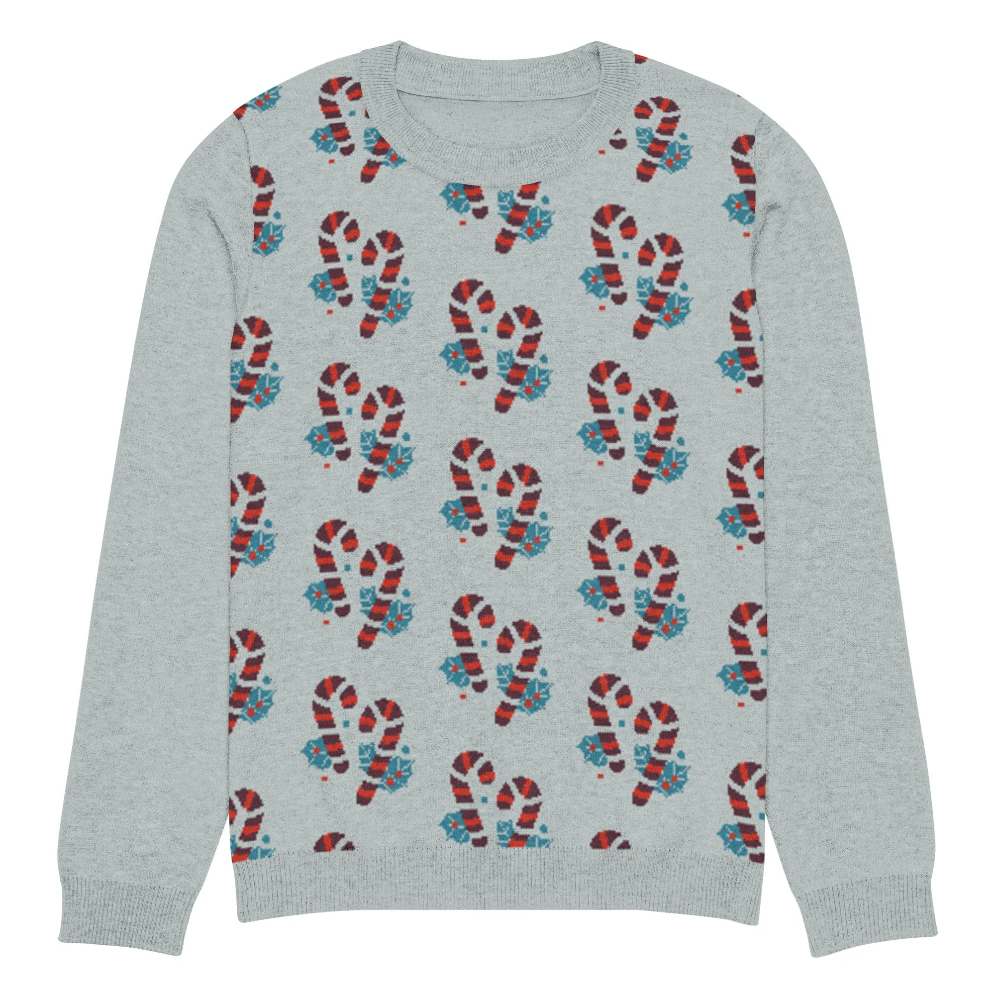 Knitted Crew Neck Sweater -- Candy Cane (Glamourange Christmas Knitted Crew Neck Sweater - Front Pattern)
