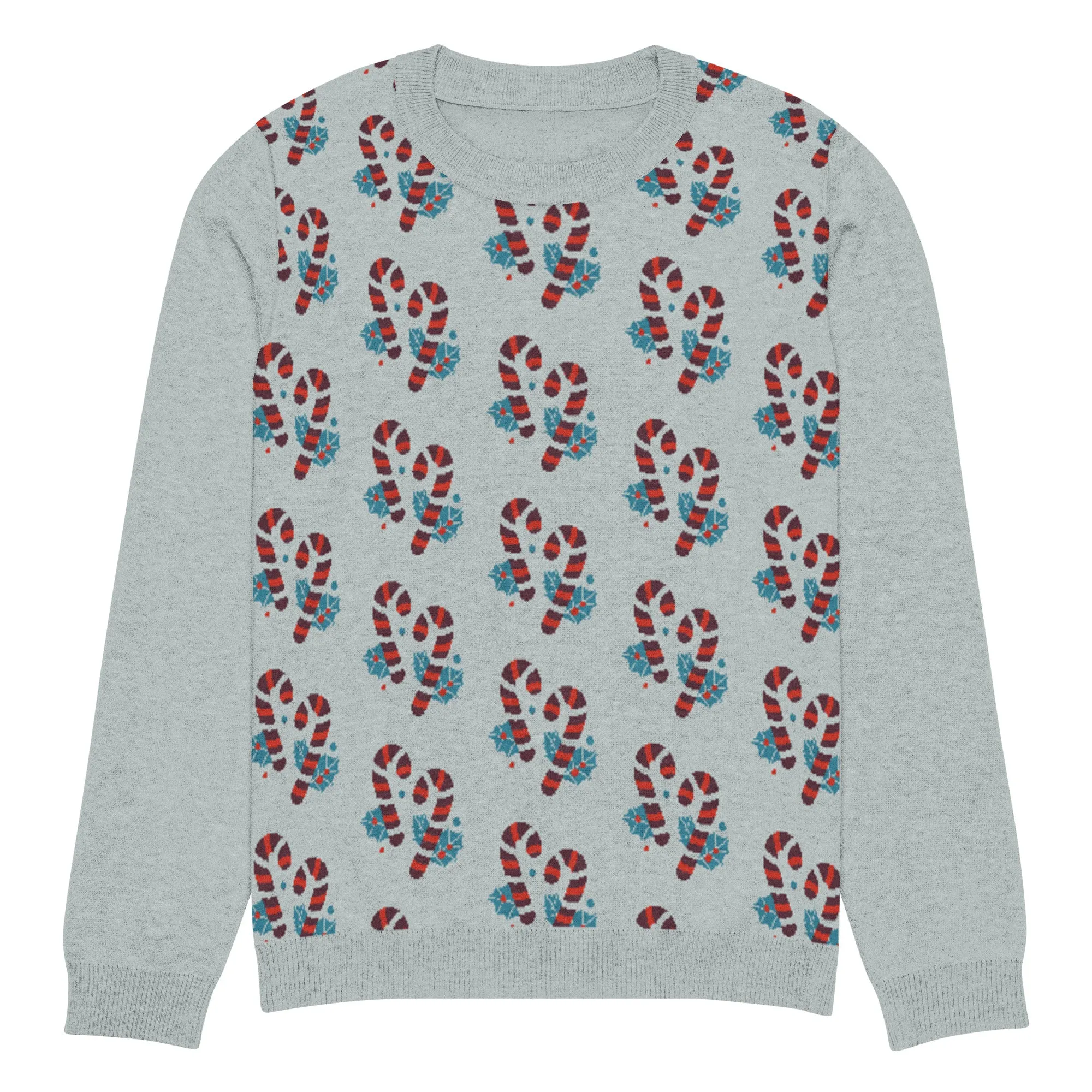 Knitted Crew Neck Sweater -- Candy Cane (Glamourange Christmas Knitted Crew Neck Sweater - Front Pattern)