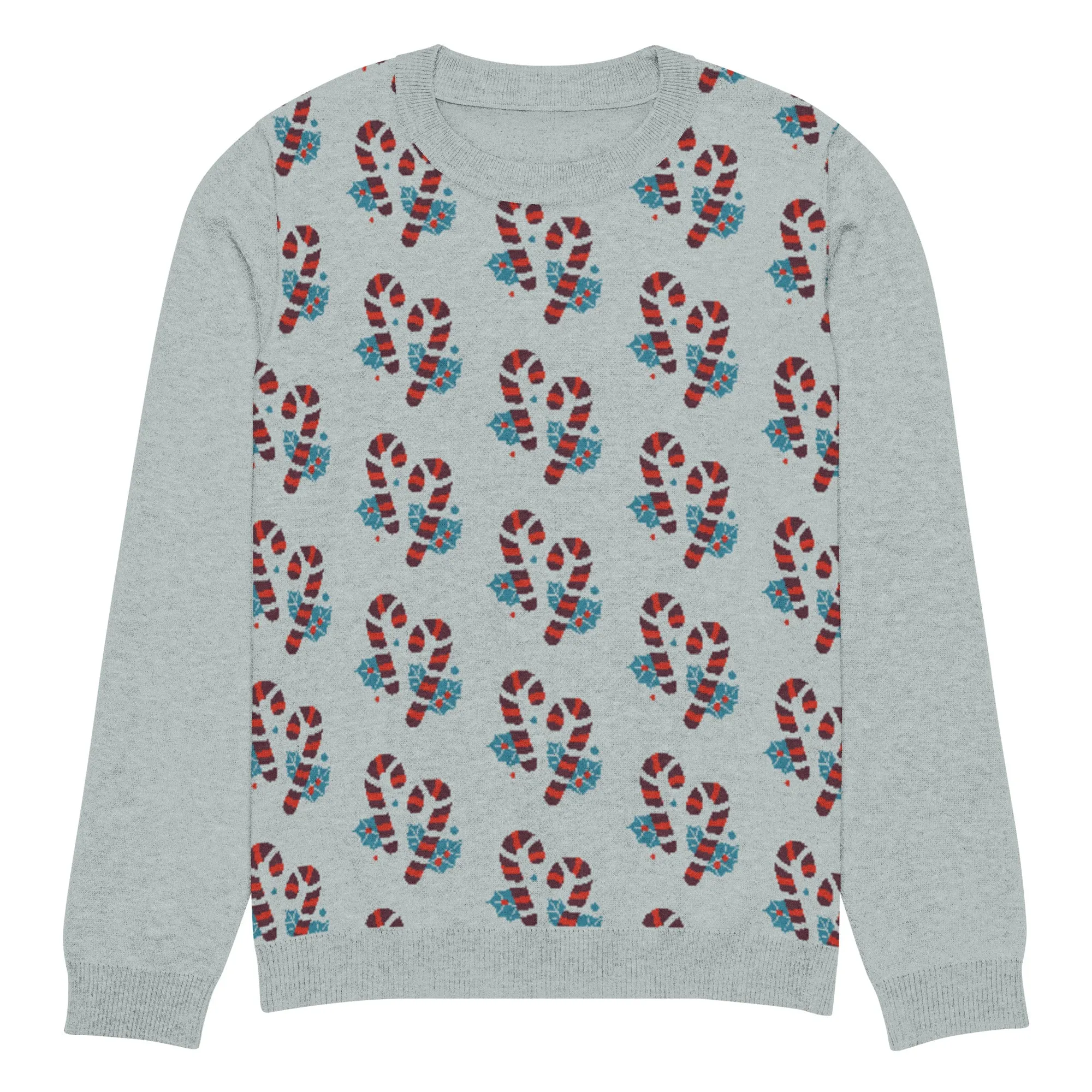 Knitted Crew Neck Sweater -- Candy Cane (Glamourange Christmas Knitted Crew Neck Sweater - Front Pattern)