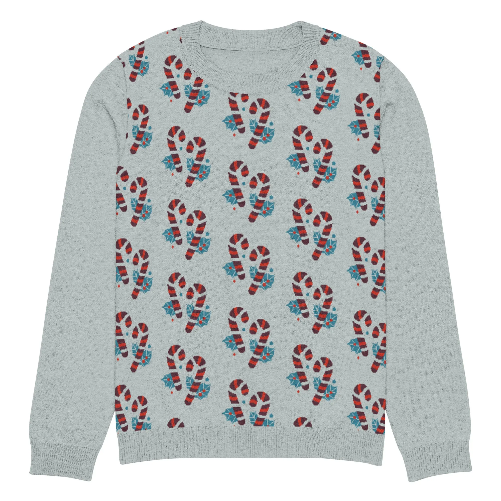 Knitted Crew Neck Sweater -- Candy Cane (Glamourange Christmas Knitted Crew Neck Sweater - Front Pattern)