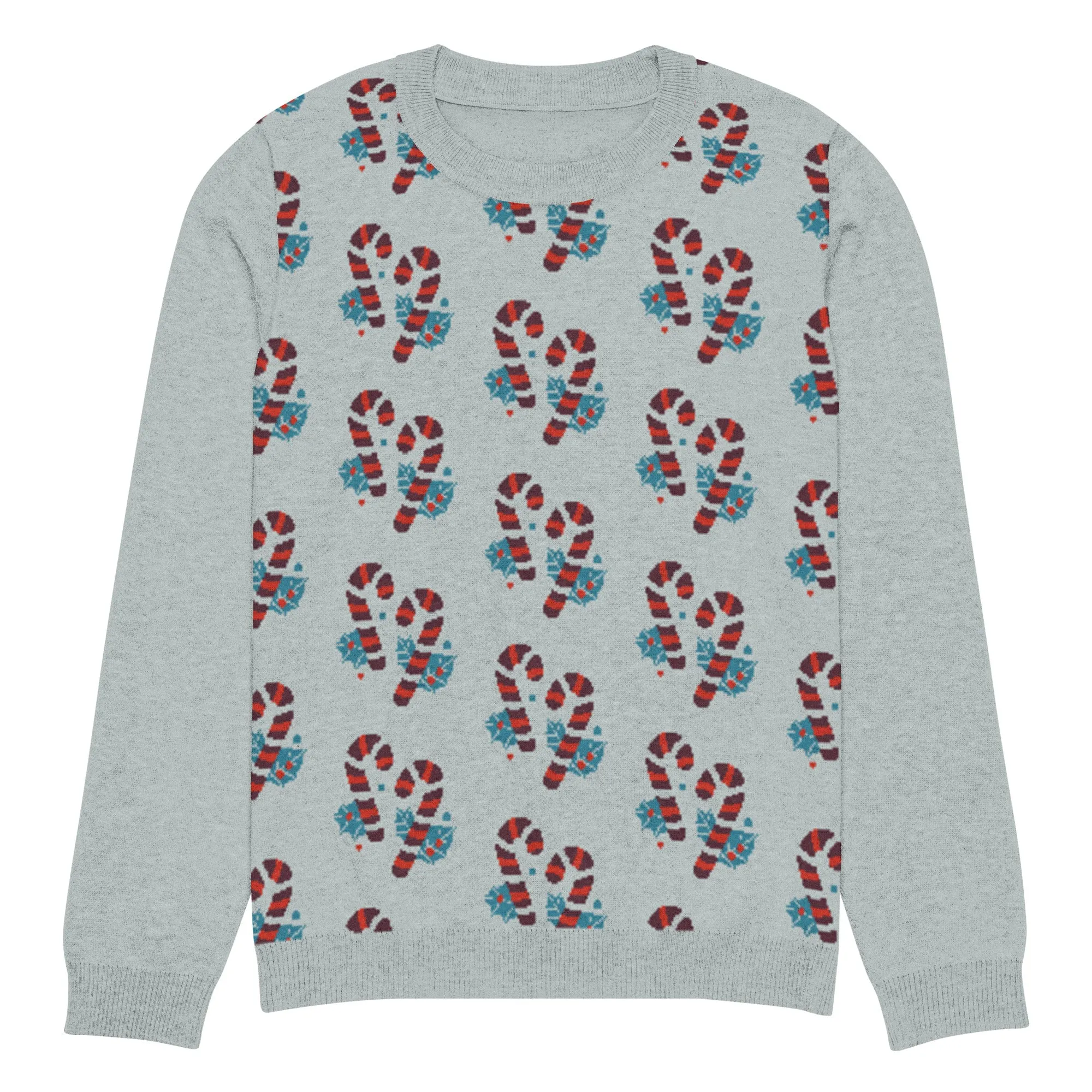 Knitted Crew Neck Sweater -- Candy Cane (Glamourange Christmas Knitted Crew Neck Sweater - Front Pattern)