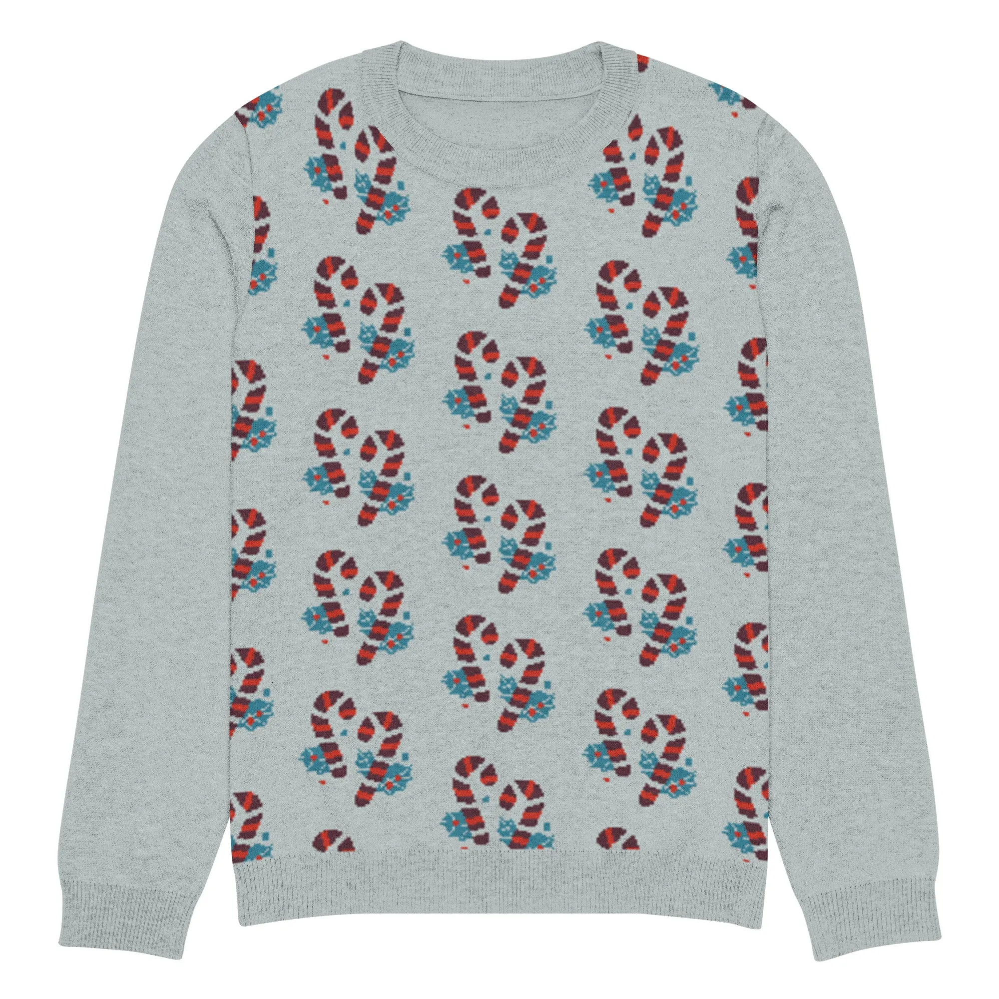 Knitted Crew Neck Sweater -- Candy Cane (Glamourange Christmas Knitted Crew Neck Sweater - Front Pattern)