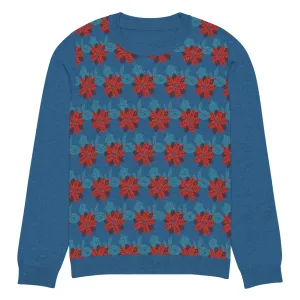 Knitted Crew Neck Sweater - Christmas Flower (Glamourange Christmas Knitted Crew Neck Sweater - Front Pattern)