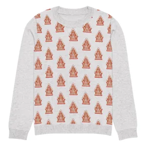 Knitted Crew Neck Sweater - Gingerbread House (Glamourange Christmas Knitted Crew Neck Sweater - Front Pattern)