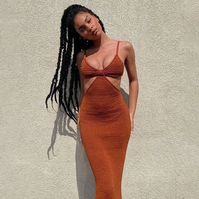 Knitted Hollow Out Maxi Dress