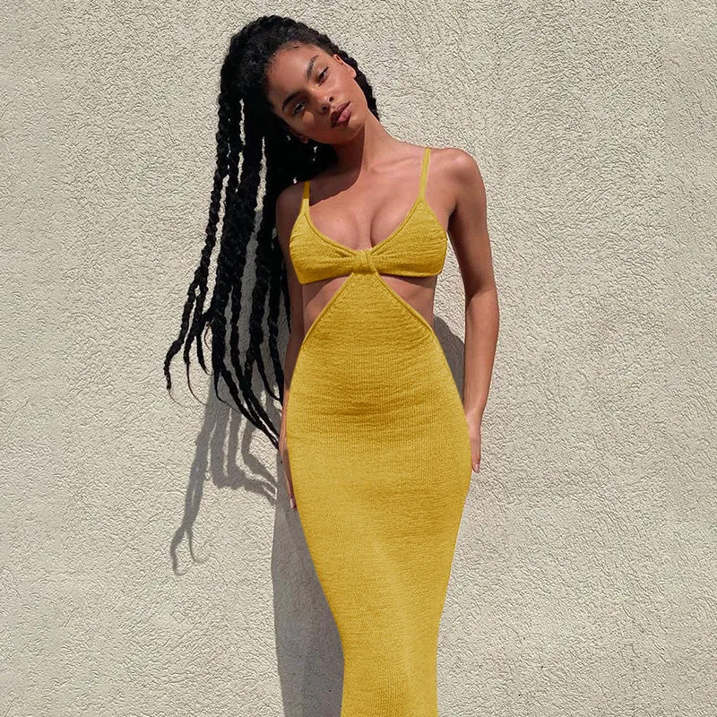 Knitted Hollow Out Maxi Dress