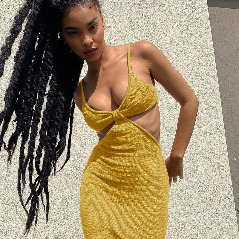 Knitted Hollow Out Maxi Dress