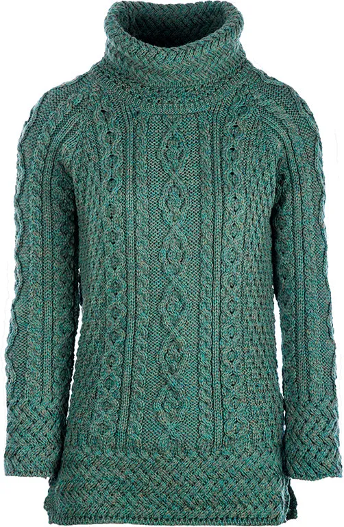 Ladies Aran Cowl Neck Sweater