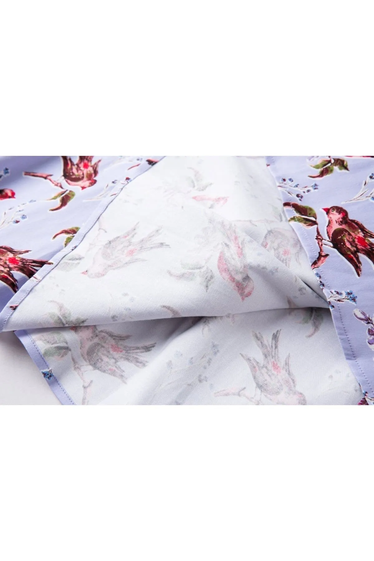 Lavender with Red Robins A Line Skirt