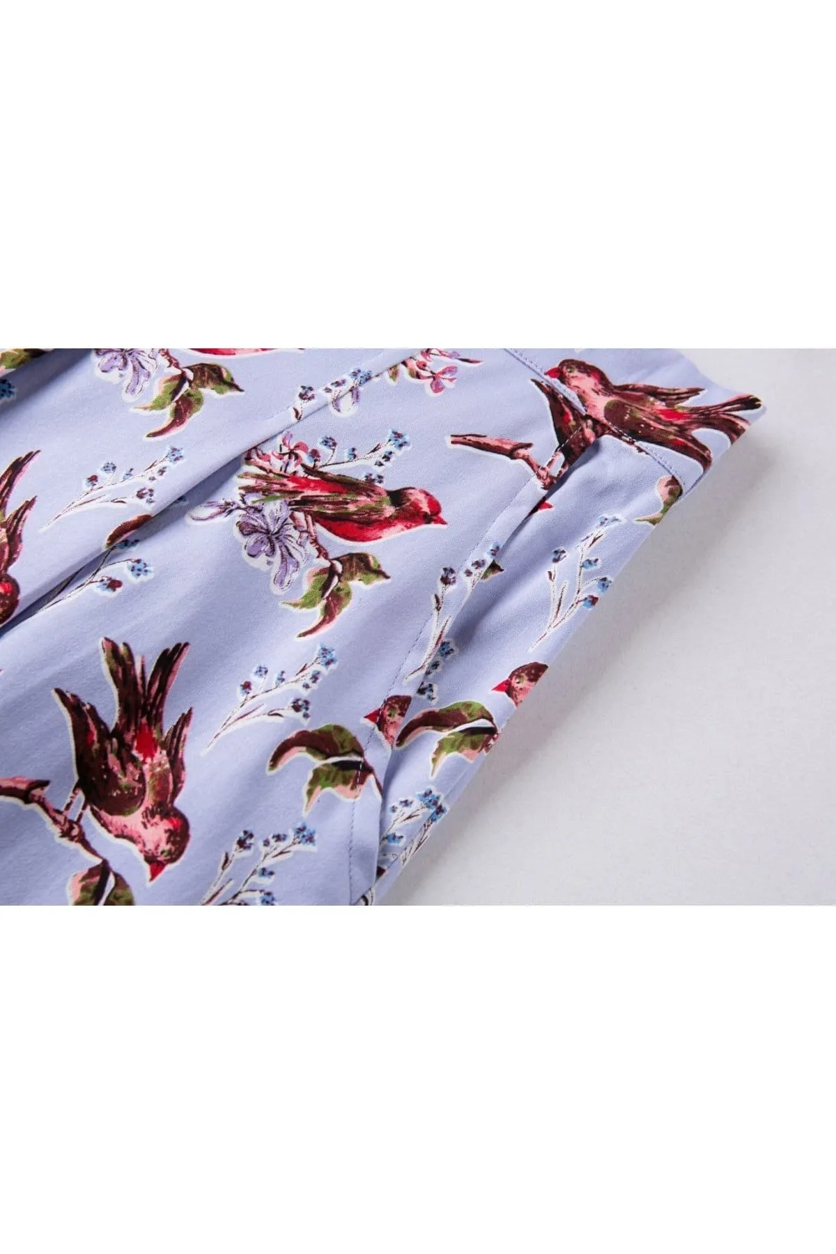 Lavender with Red Robins A Line Skirt