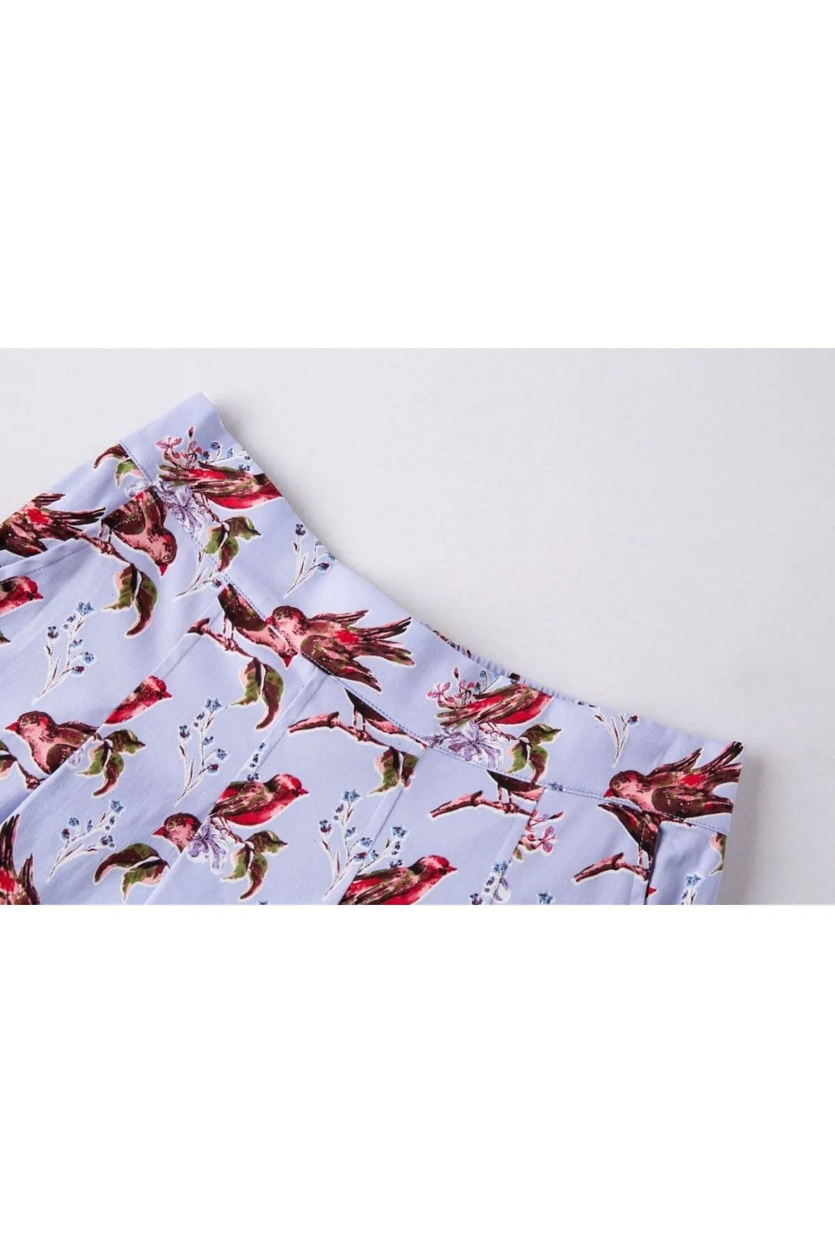 Lavender with Red Robins A Line Skirt
