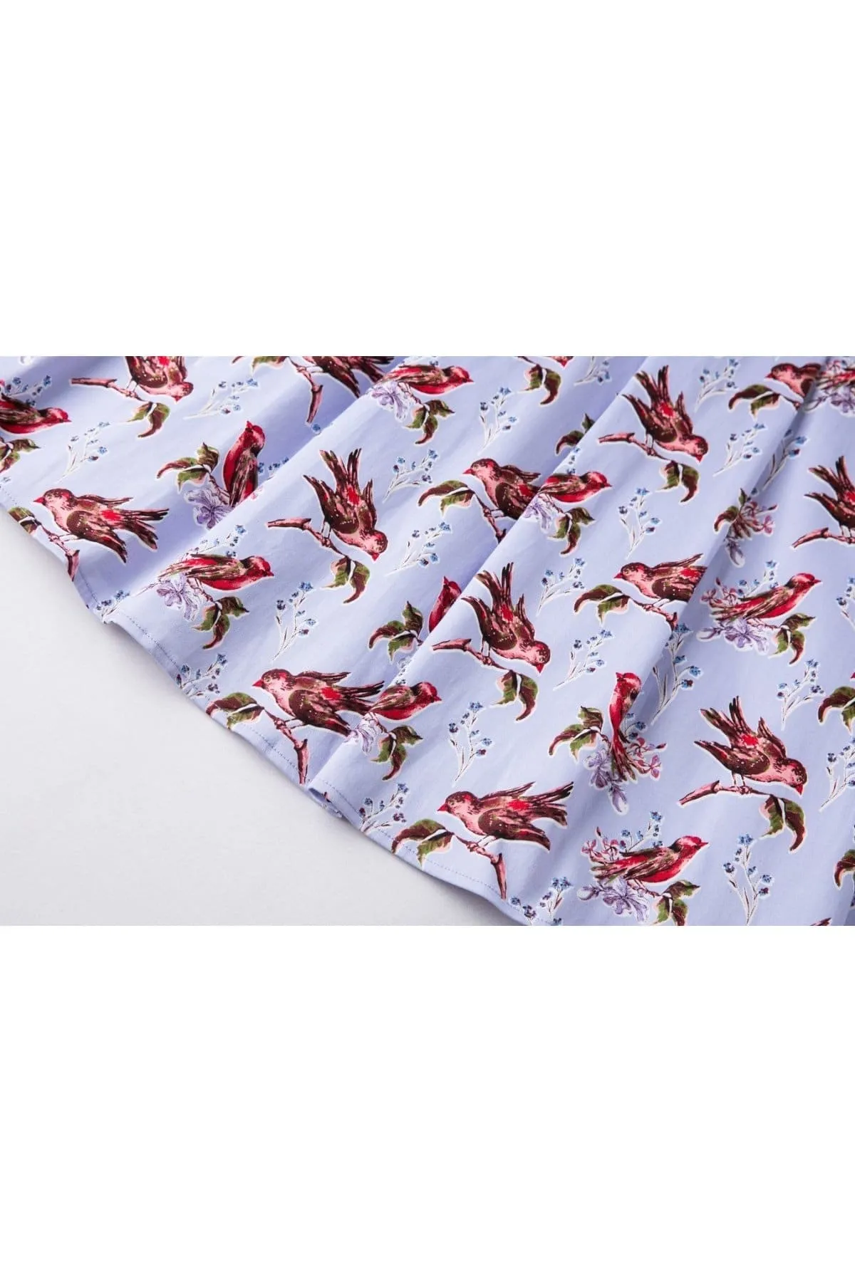 Lavender with Red Robins A Line Skirt