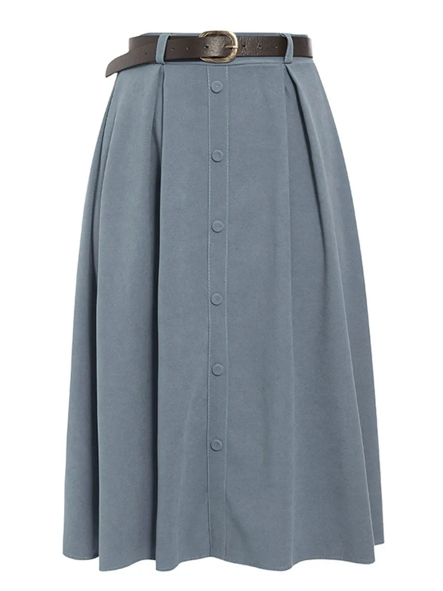 Lorelai A-line Suede Velvet Skirt - Multicolor
