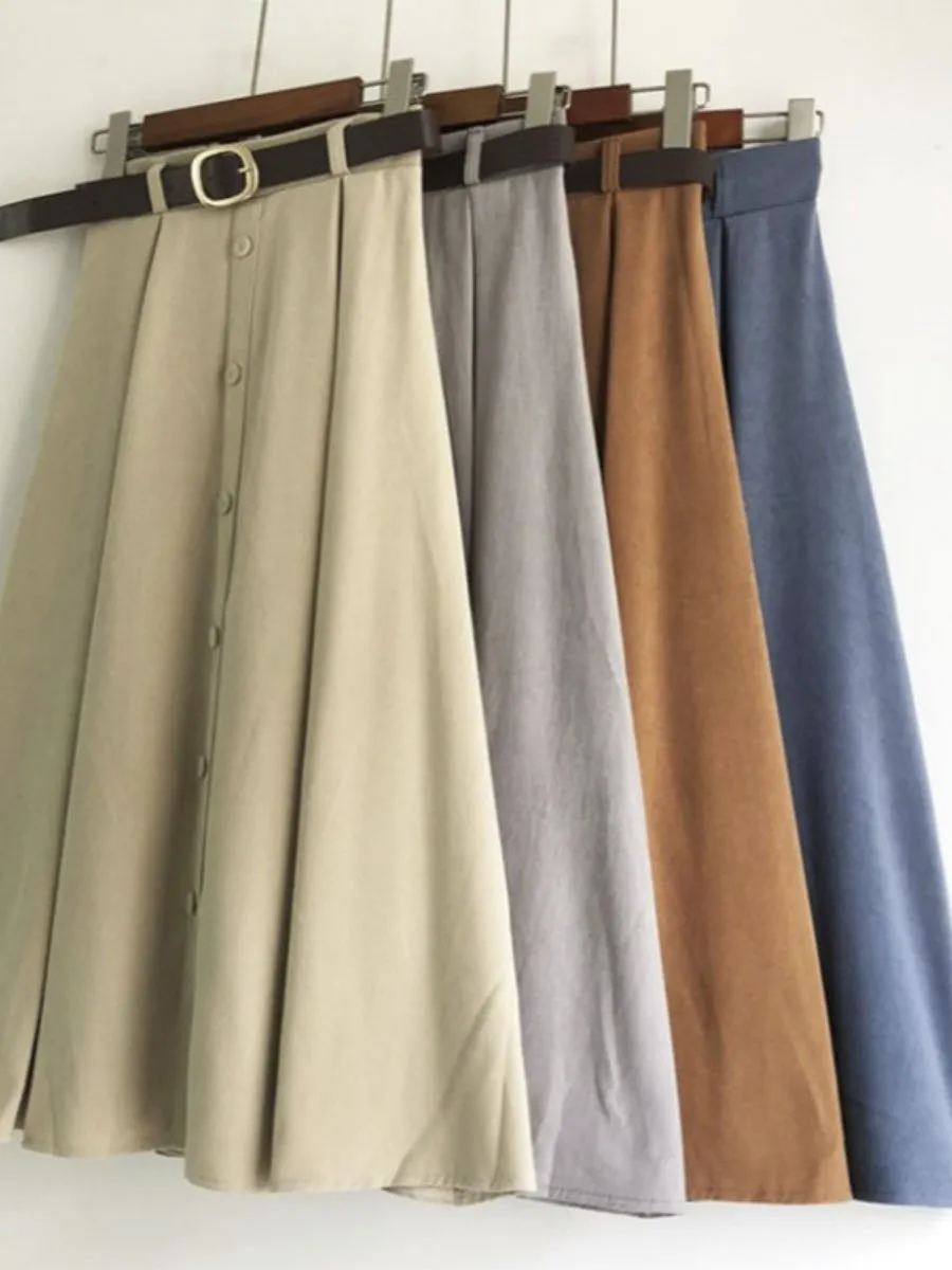 Lorelai A-line Suede Velvet Skirt - Multicolor