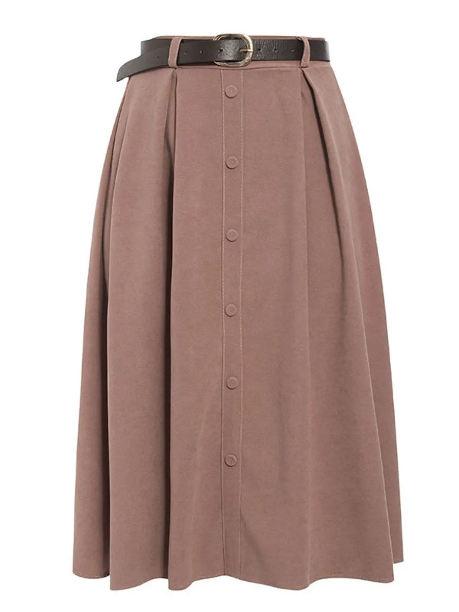 Lorelai A-line Suede Velvet Skirt - Multicolor