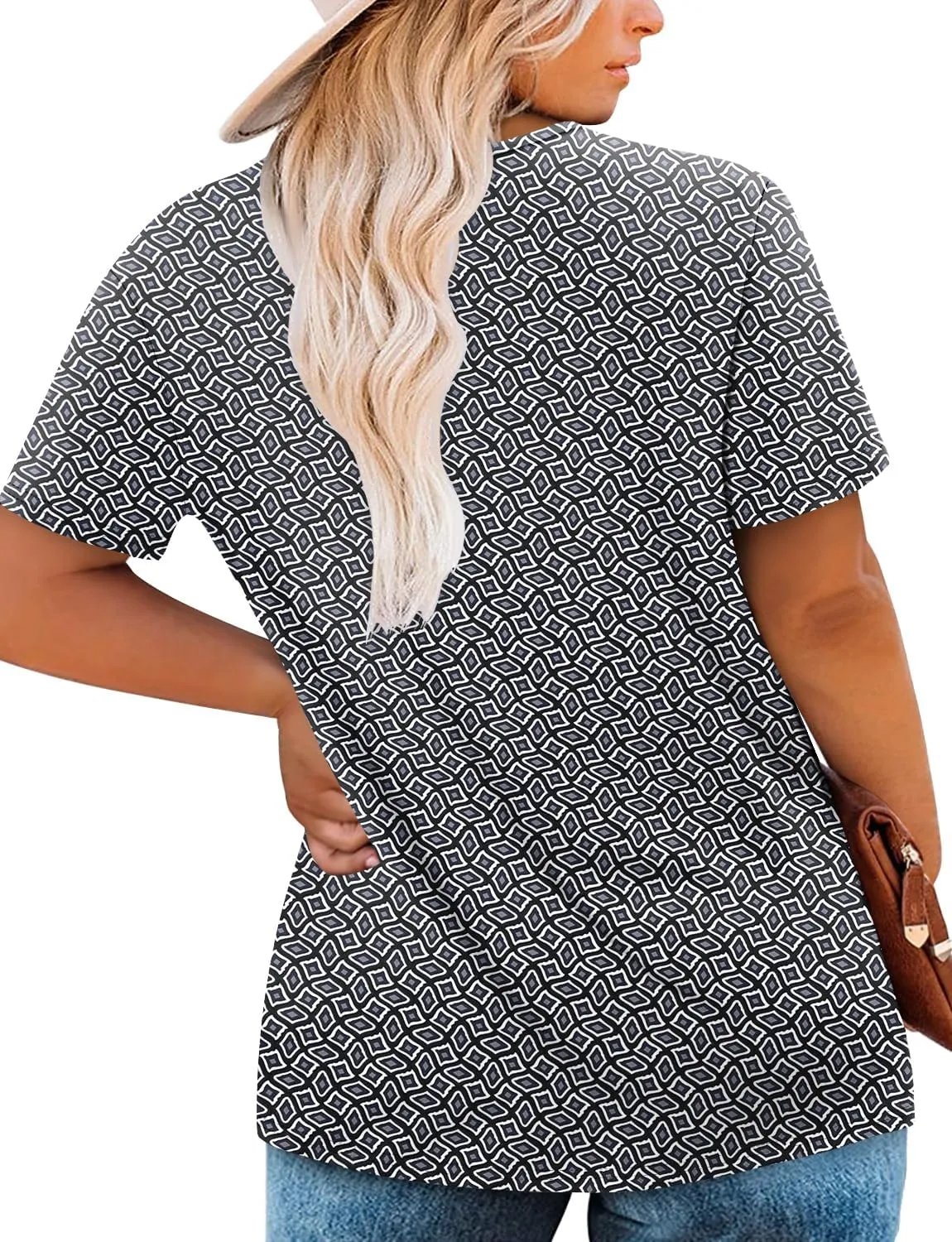 Magritta Plus Size Tops for Women Casual Summer Crew Neck Tunics Short Sleeve Loose Shirts Blouses 1X-5X