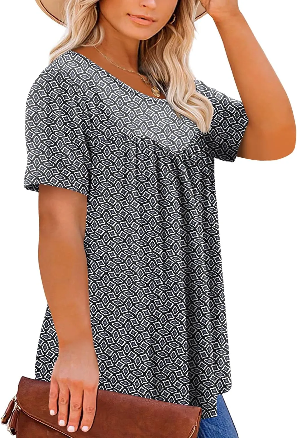 Magritta Plus Size Tops for Women Casual Summer Crew Neck Tunics Short Sleeve Loose Shirts Blouses 1X-5X