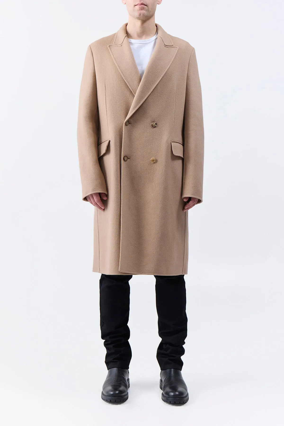 Mcaffrey Coat in Camel Double-Face Recycled Cashmere