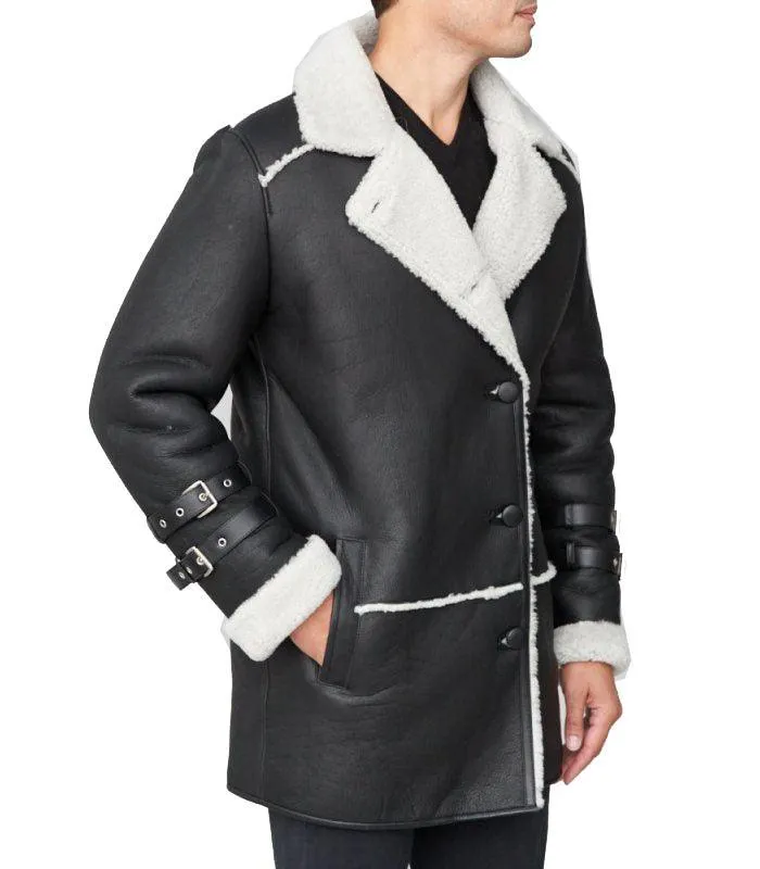 Men's Black Sheepskin Shearling Coat