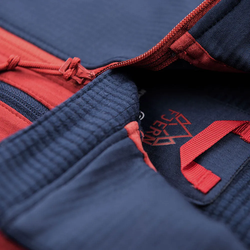 Mens Bresprekk Half Zip Grid Fleece (Navy/Rust)