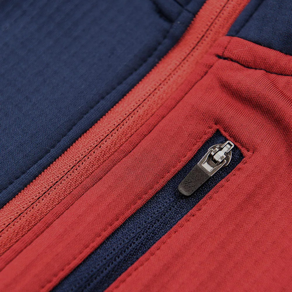 Mens Bresprekk Half Zip Grid Fleece (Navy/Rust)