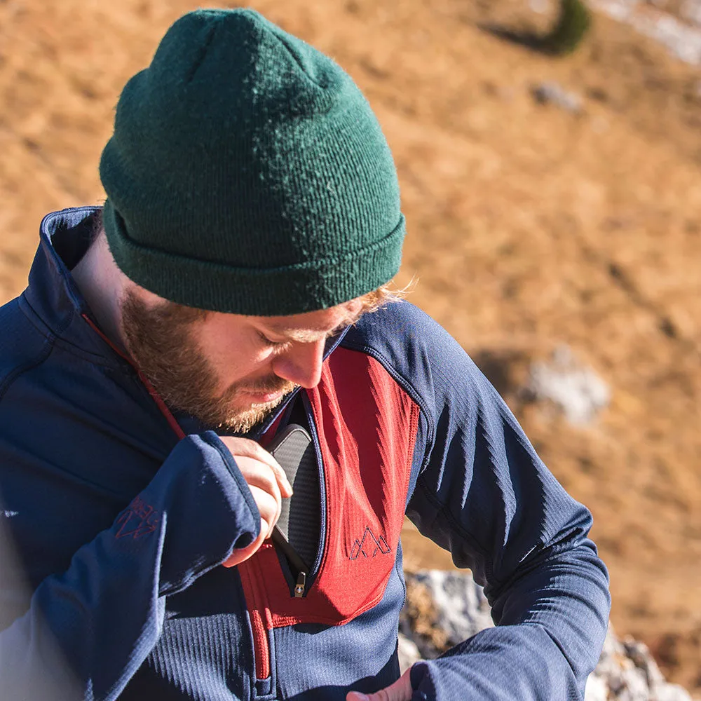 Mens Bresprekk Half Zip Grid Fleece (Navy/Rust)