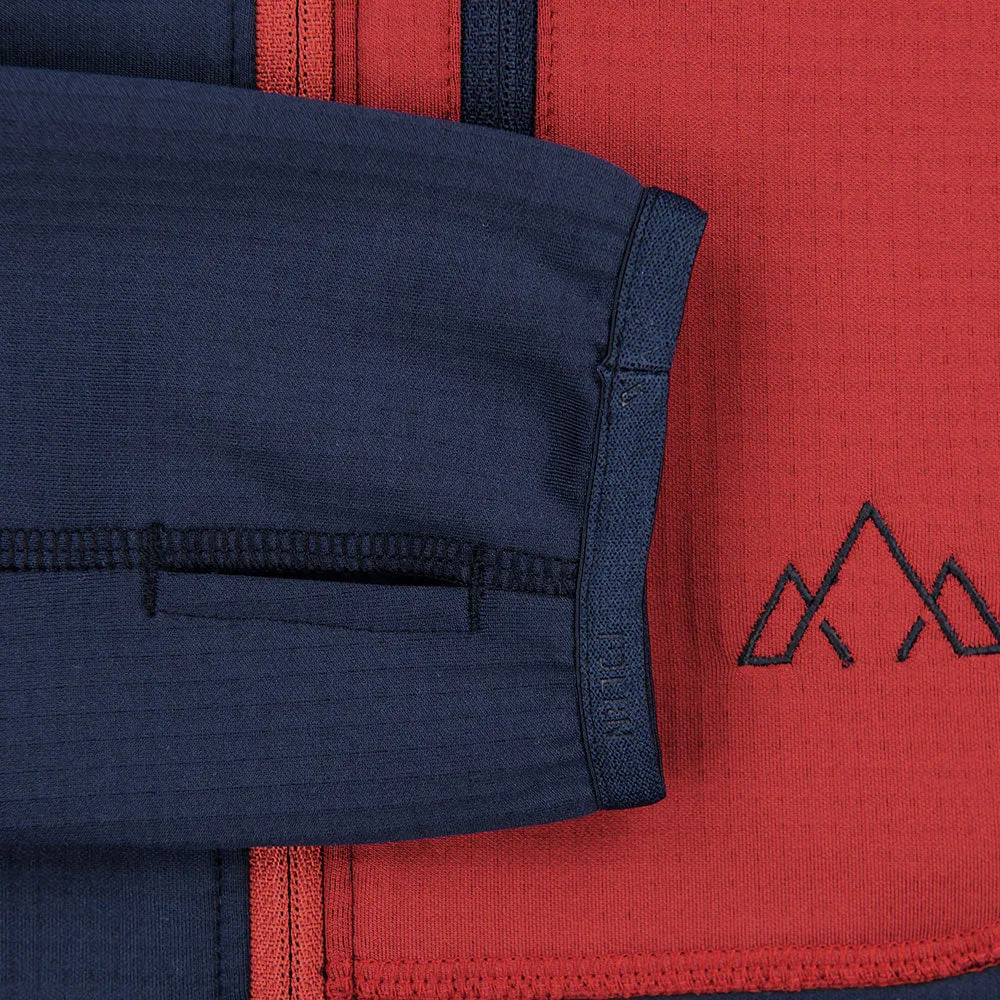 Mens Bresprekk Half Zip Grid Fleece (Navy/Rust)