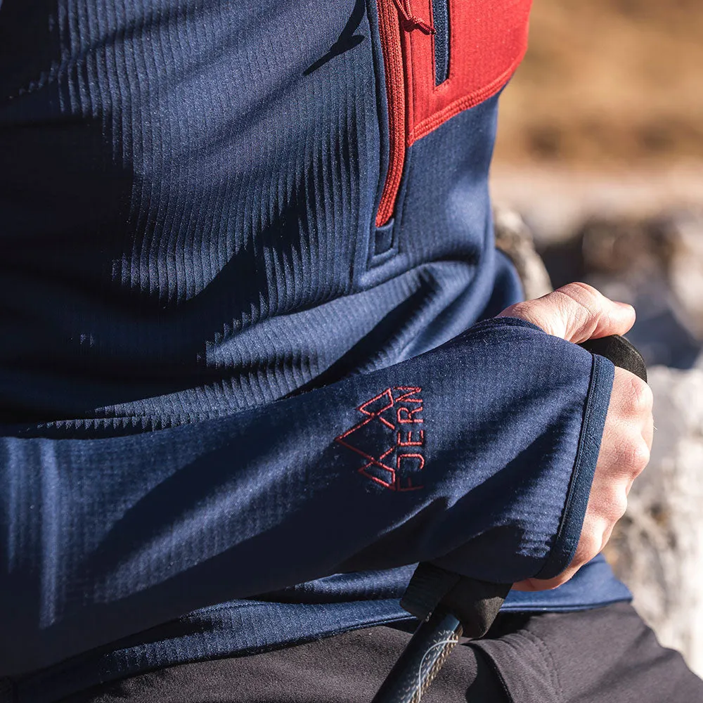 Mens Bresprekk Half Zip Grid Fleece (Navy/Rust)