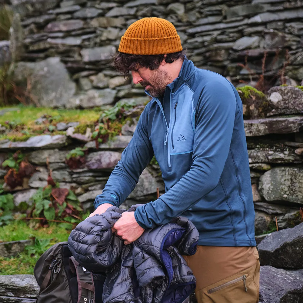 Mens Bresprekk Half Zip Grid Fleece (Petrol/Arctic Blue)
