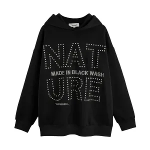 Men's European and American Style Hot Drilling Letter Loose Sweatshirt - Hooded Cotton Blend with Wool Liner