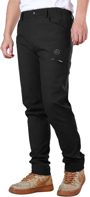 Men's Hiking Pants, Thermal Water Resistant Windproof Outdoor Cargo Pants, Lightweight Stretch Joggers with 4 Pockets