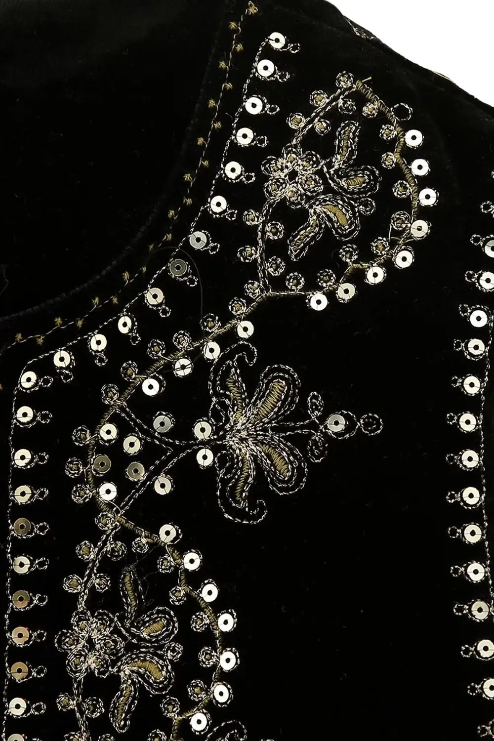 'Mia' Embroidered Velvet Vest Top
