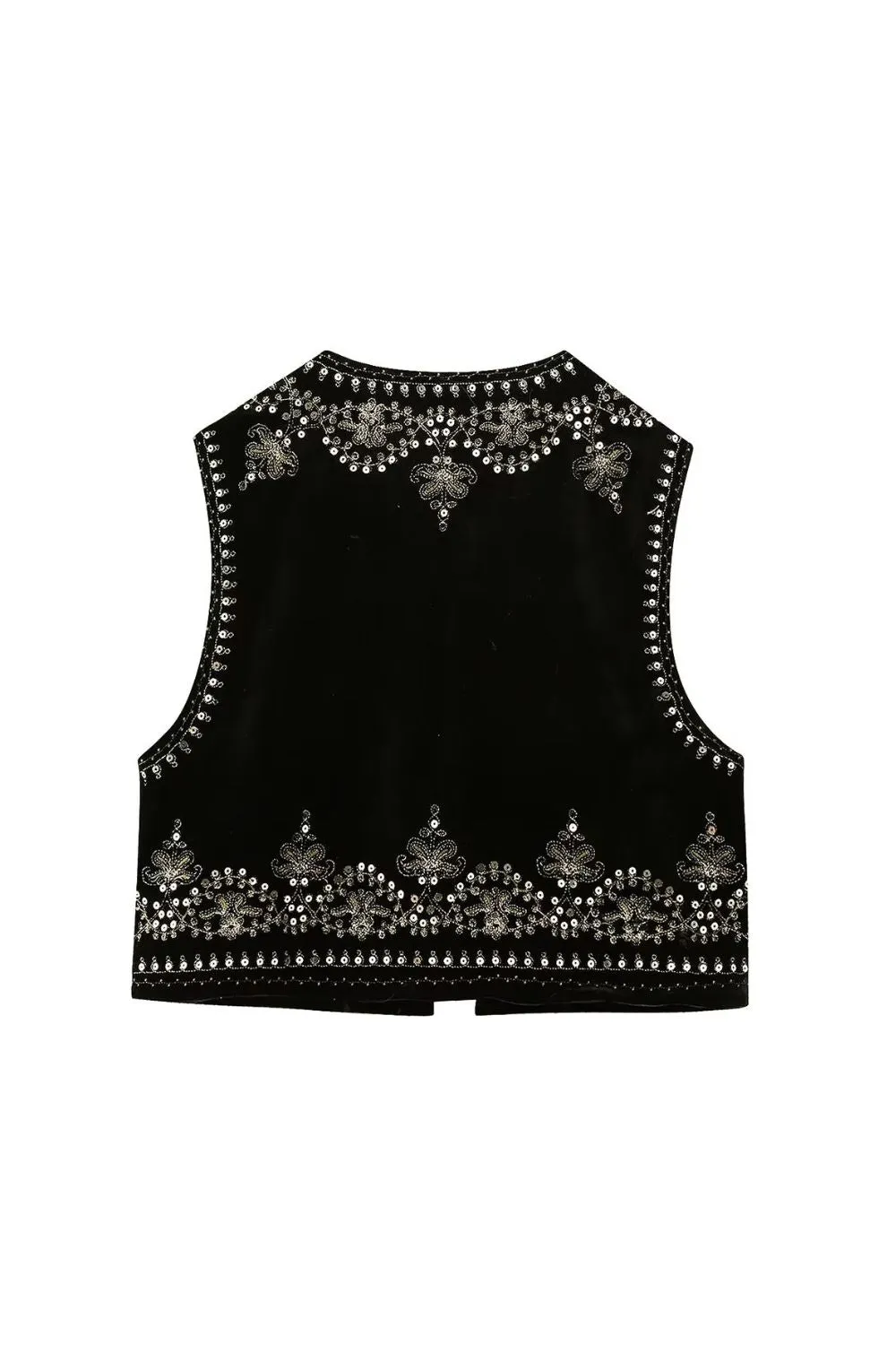'Mia' Embroidered Velvet Vest Top
