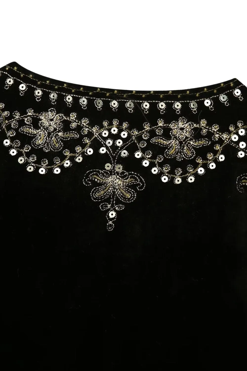 'Mia' Embroidered Velvet Vest Top