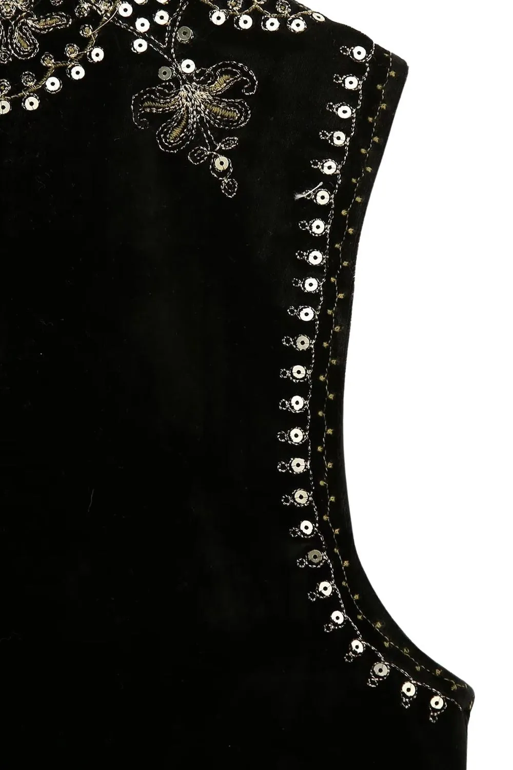 'Mia' Embroidered Velvet Vest Top