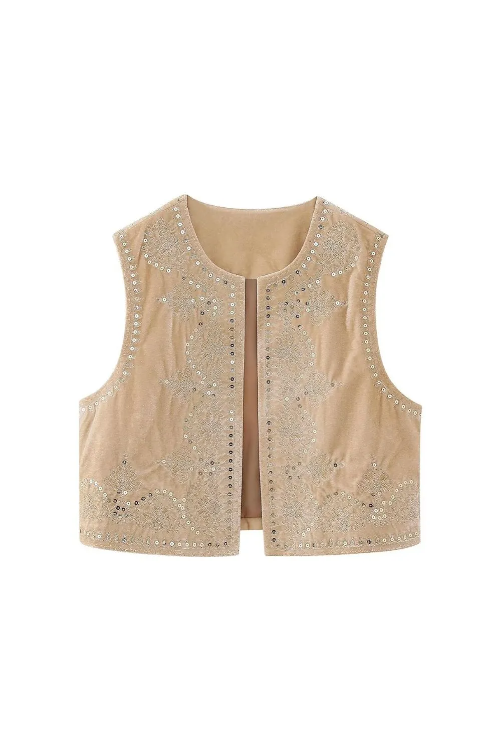 'Mia' Embroidered Velvet Vest Top