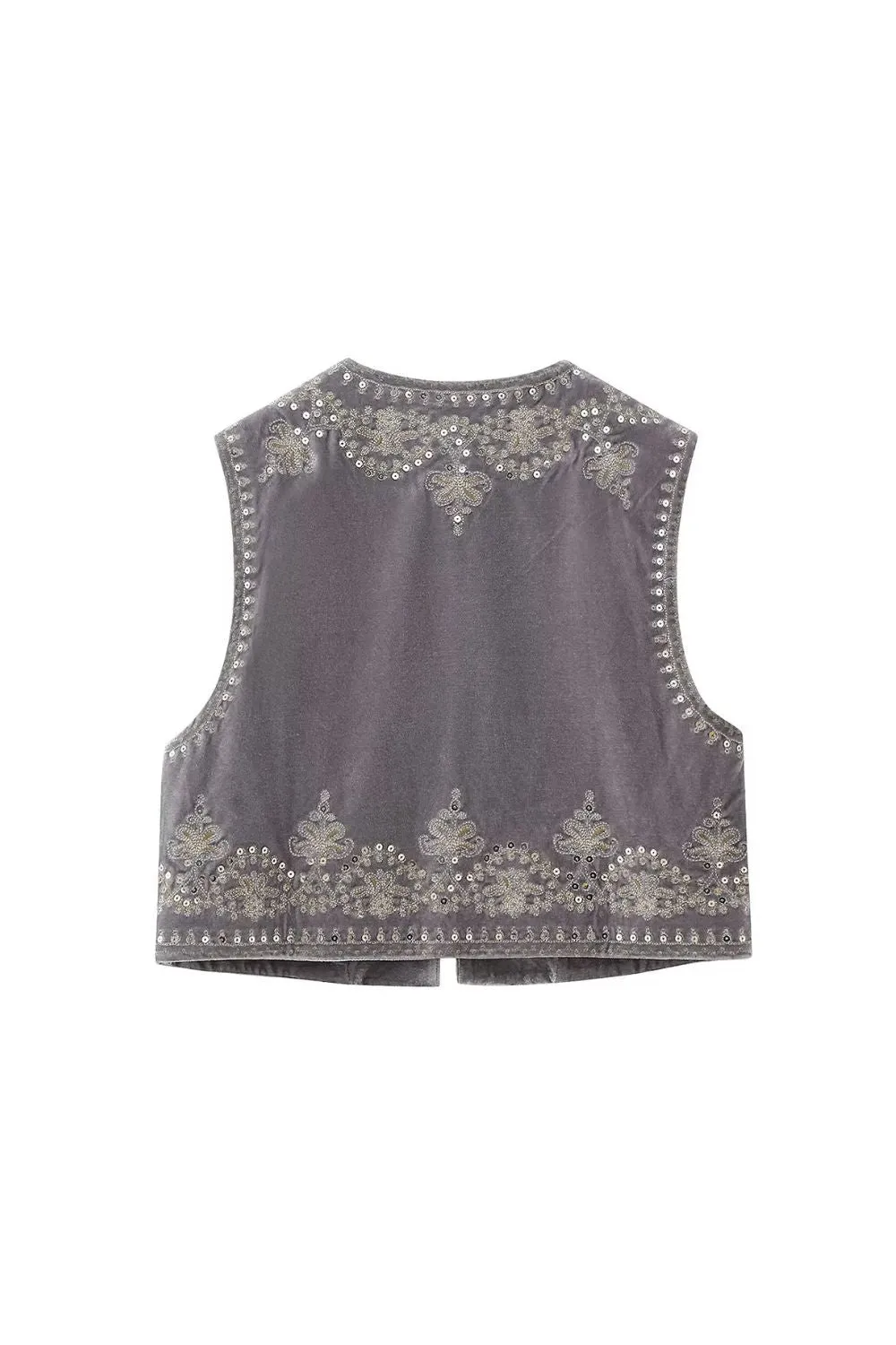 'Mia' Embroidered Velvet Vest Top