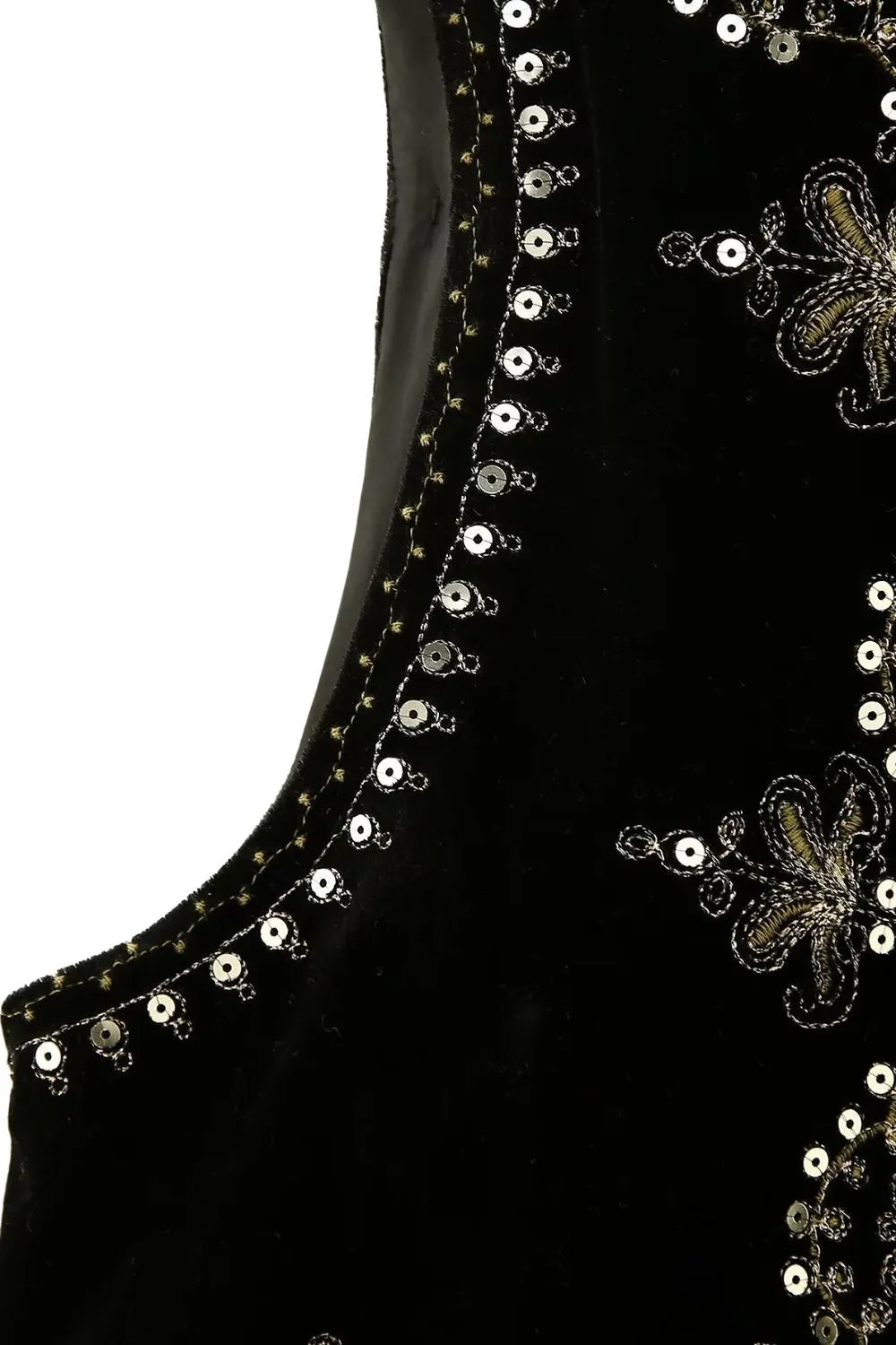 'Mia' Embroidered Velvet Vest Top
