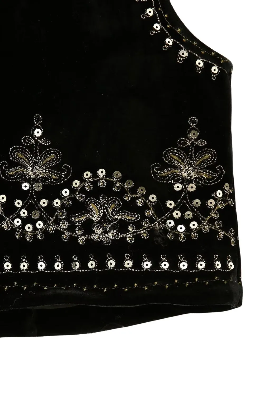 'Mia' Embroidered Velvet Vest Top