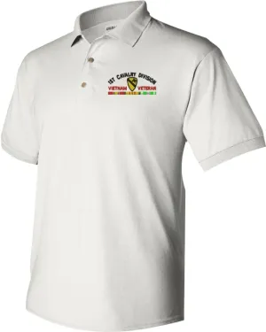 MilitaryBest 1st Cavalry Division Vietnam Veteran with Ribbons Embroidered Polo