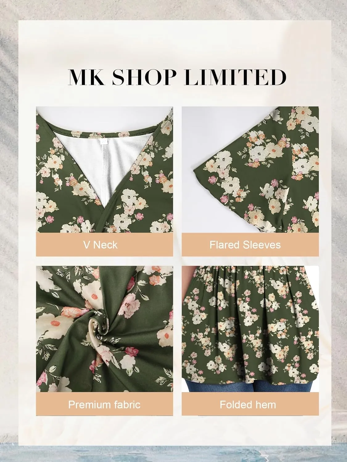 MK Shop Limited Plus Size Tops for Women Summer Dressy Curvy Tunic Short Sleeve Tops Loose Deep V Neck Low Cut Blouse