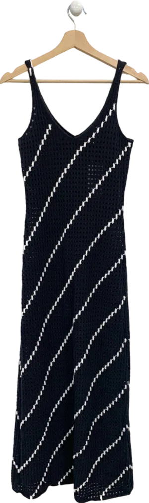 NA-KD Black/White Striped Crochet Knitted Maxi Dress XS