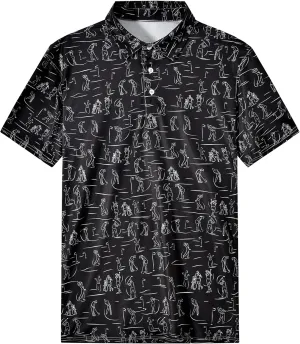 NianEr Mens Cool Crazy Funny Golf Polo Shirts Summer Dry Fit Short Sleeve Performance Moisture Wicking