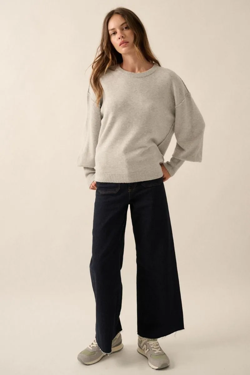 Nova Heather Grey Exposed Seam Sweater
