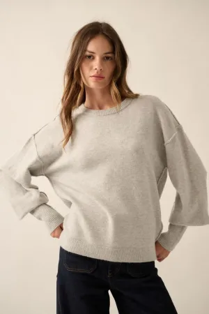 Nova Heather Grey Exposed Seam Sweater