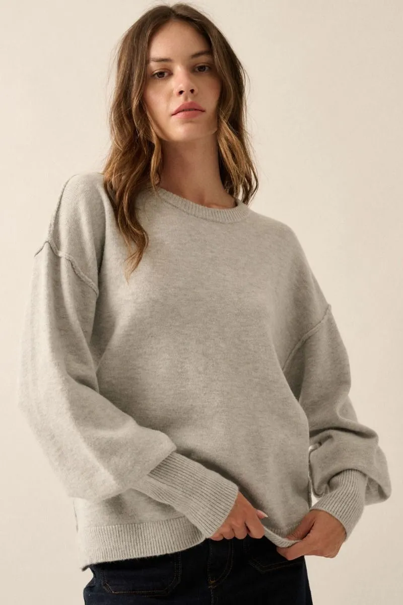 Nova Heather Grey Exposed Seam Sweater
