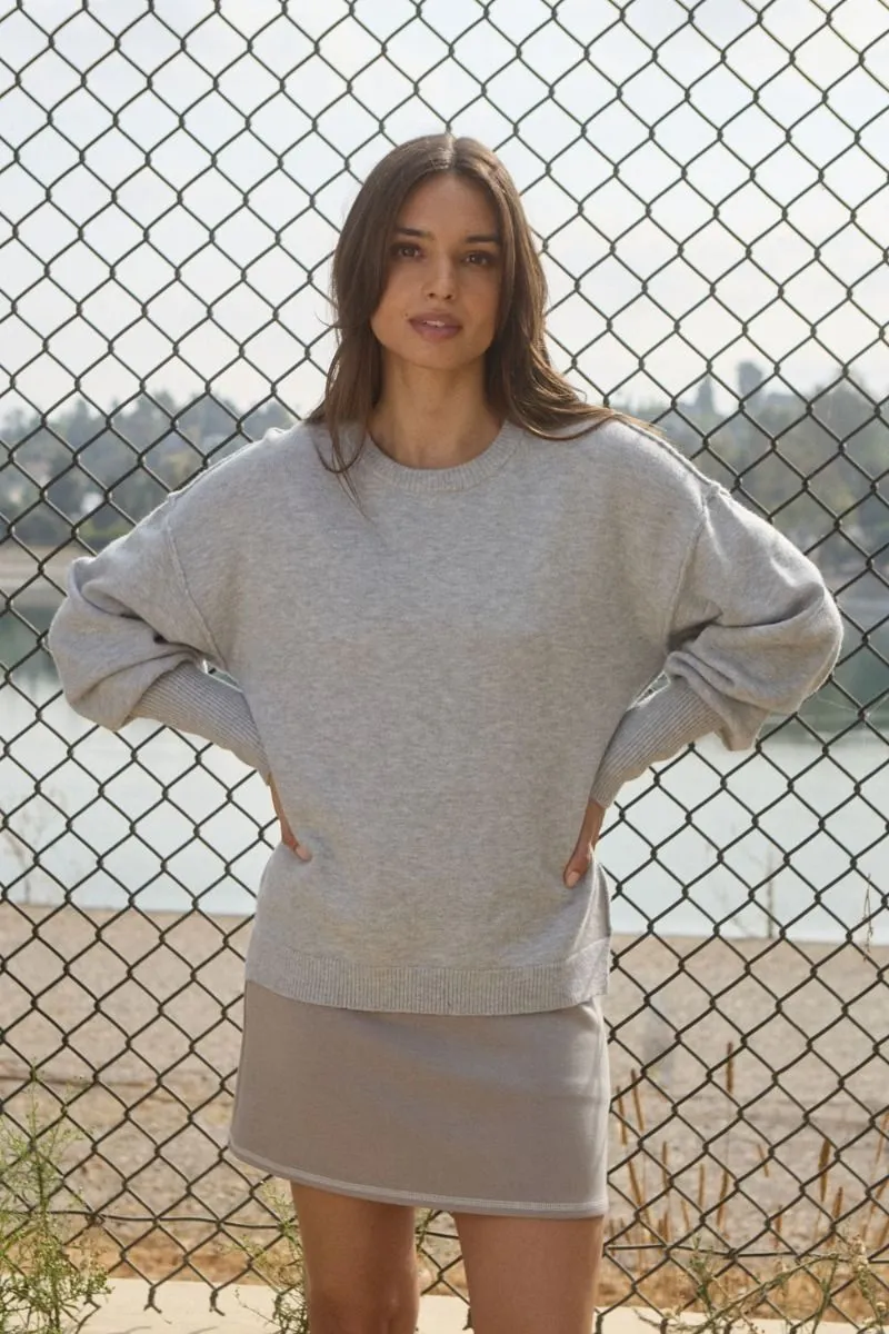 Nova Heather Grey Exposed Seam Sweater